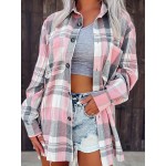 Plaid Print Simple Shirt, Casual Button Front Long Sleeve Shirt, Women's Clothing